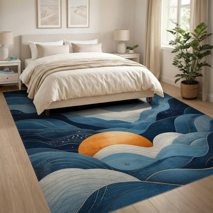 Celestial Blue Wave Area Rug