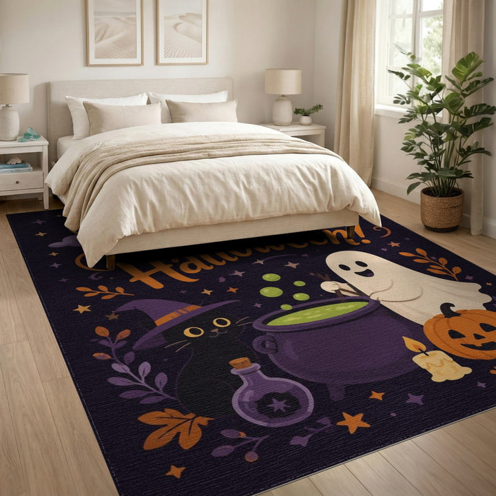 Happy Halloween Ghost Cat Area Rug