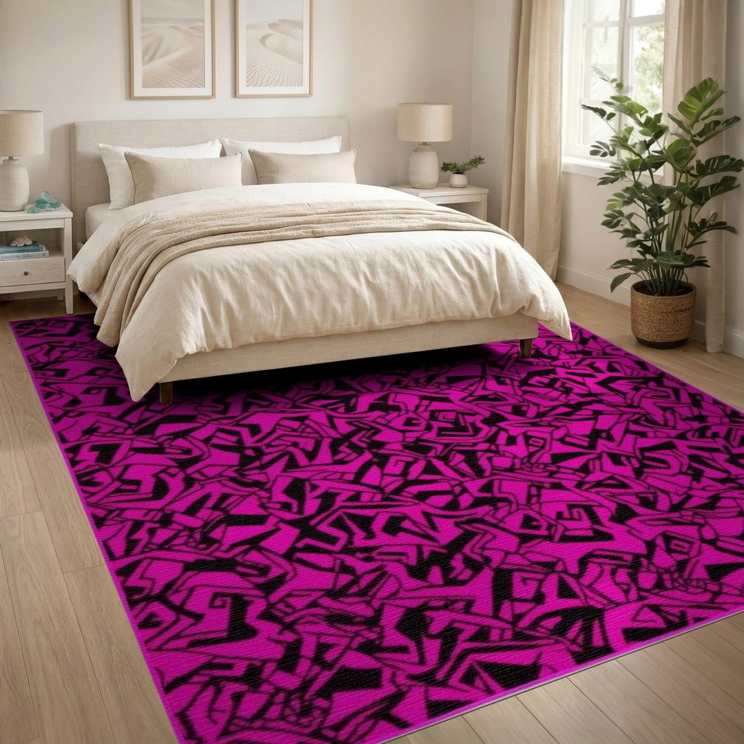 Geometric Modern Bold Pink Geometric Area Rug