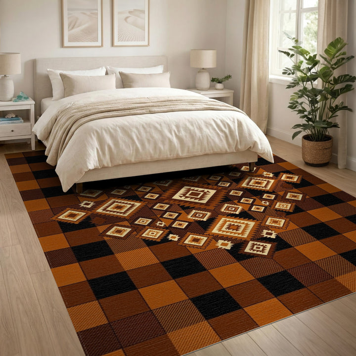 Southwestern Brown Geometric Southwestern Area Rug