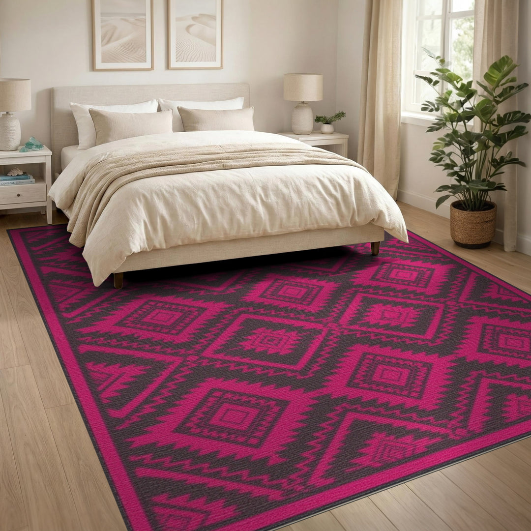 Pink Bold Pink Tribal Area Rug