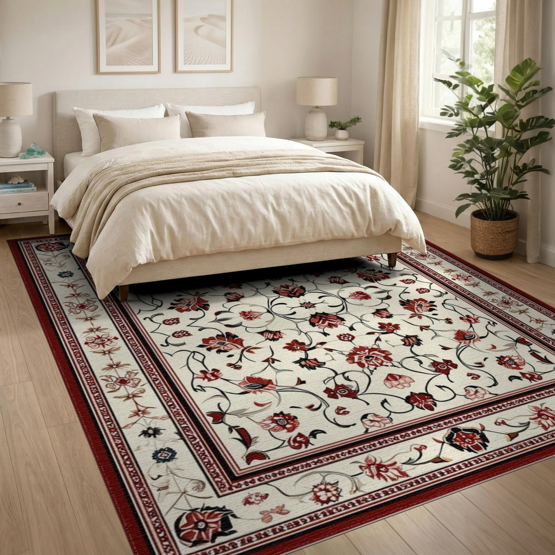 Red Floral Traditional Persian Rug