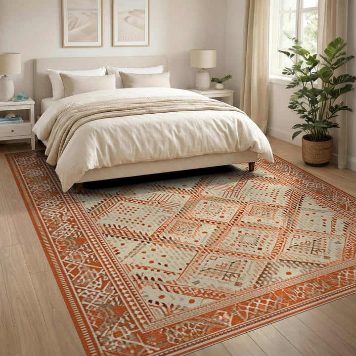 Orange Southwestern Area Rug