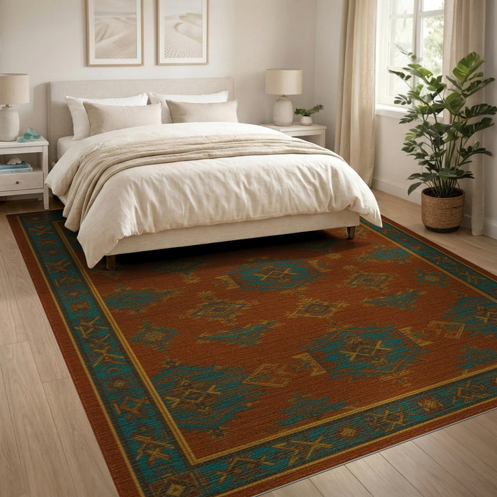 Southwestern Orange Geometric Area Rug