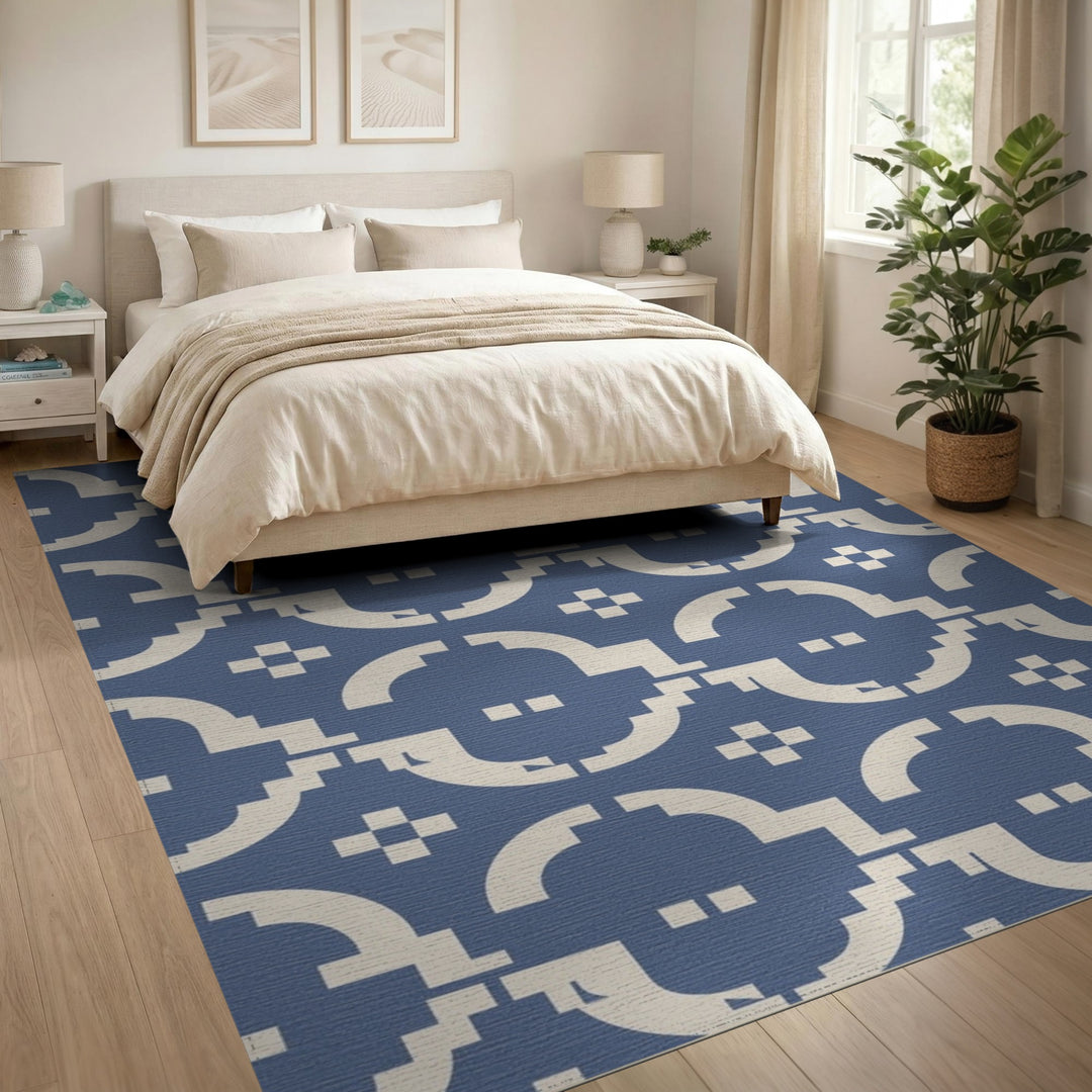 Blue Geometric Modern Area Rug
