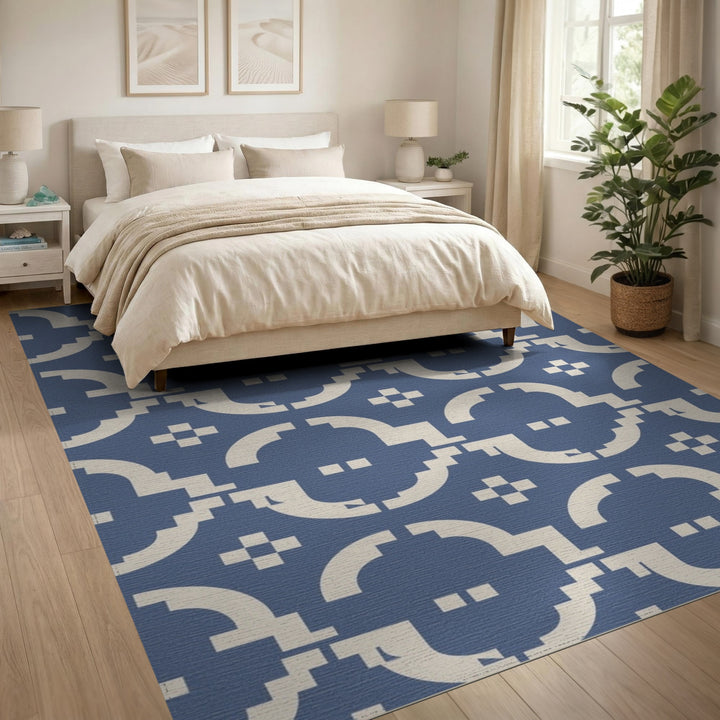 Blue Geometric Modern Area Rug