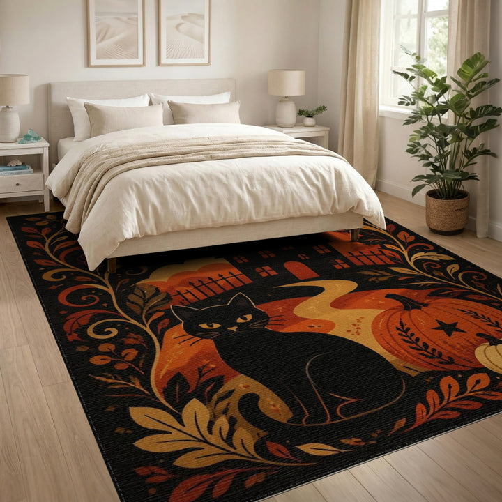 Halloween Black Cat Area Rug