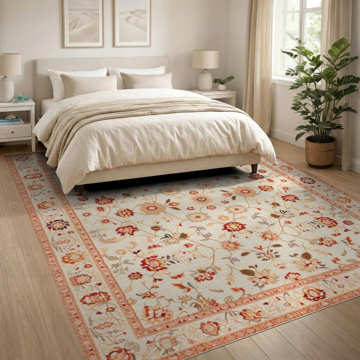 Vintage Floral Beige Area Rug