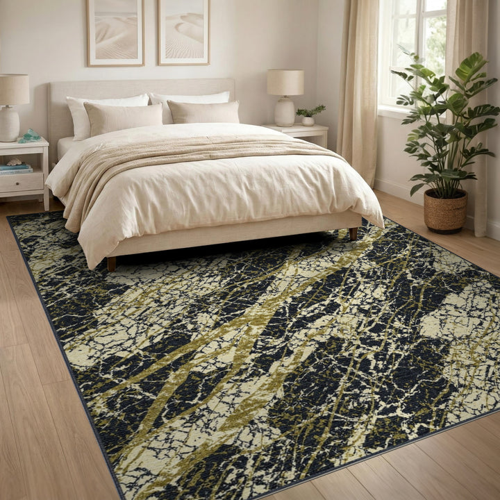 ODIKA Gold Marble Distressed Area Rug
