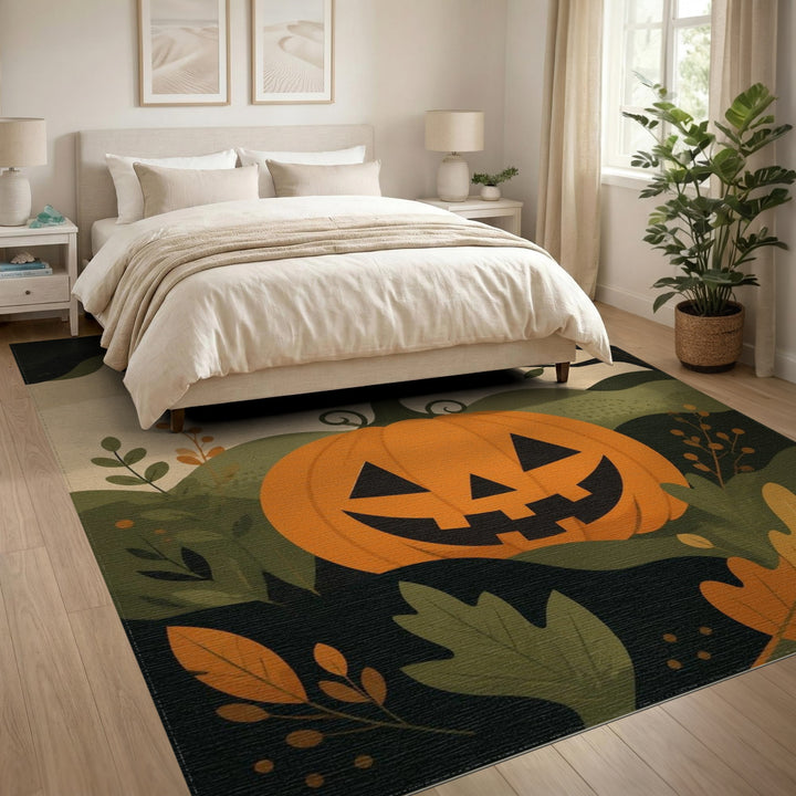 Whimsical Halloween Pumpkin Orange Area Rug