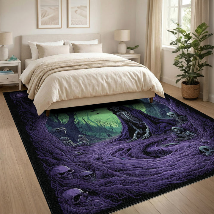 Purple Skeleton Forest Area Rug
