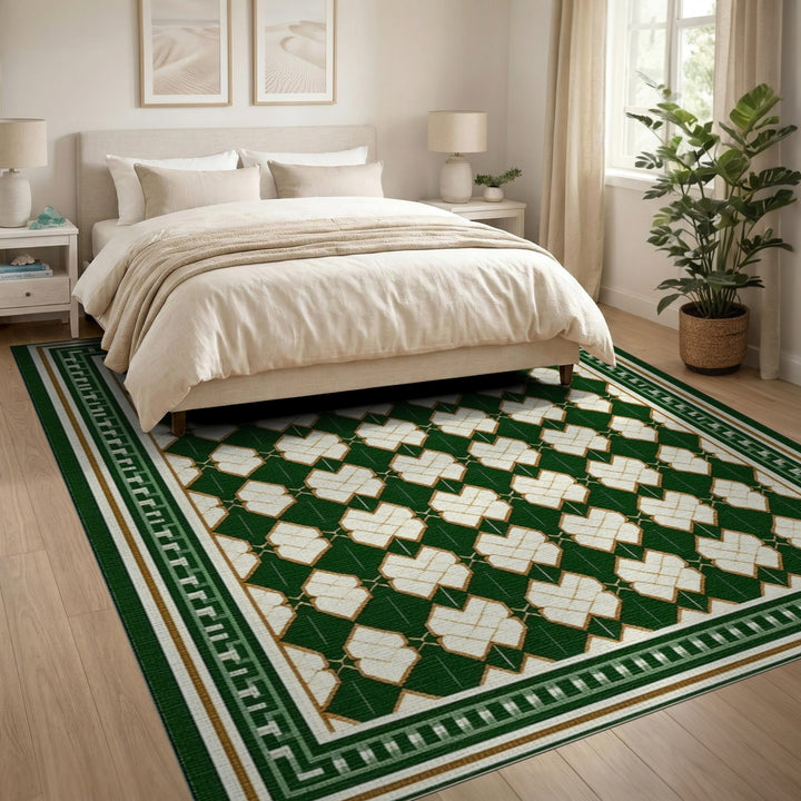 Green Heart Lattice Area Rug