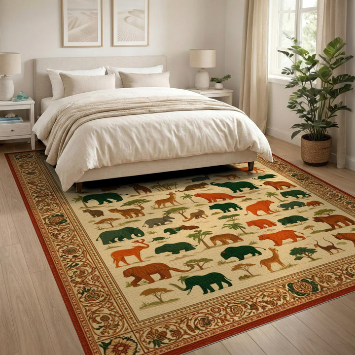 Heritage Tribal Safari Animals Area Rug