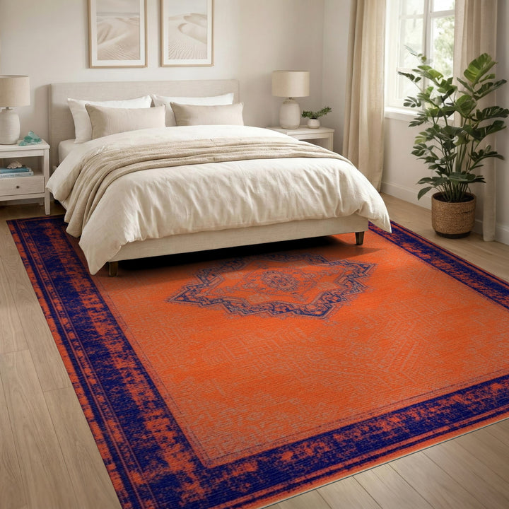Orange Distressed Vintage Area Rug
