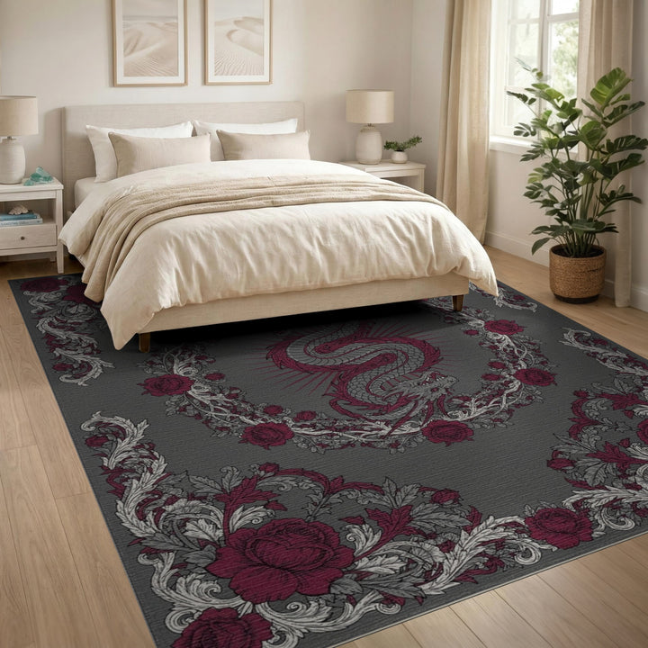 Red Dragon Rose Area Rug