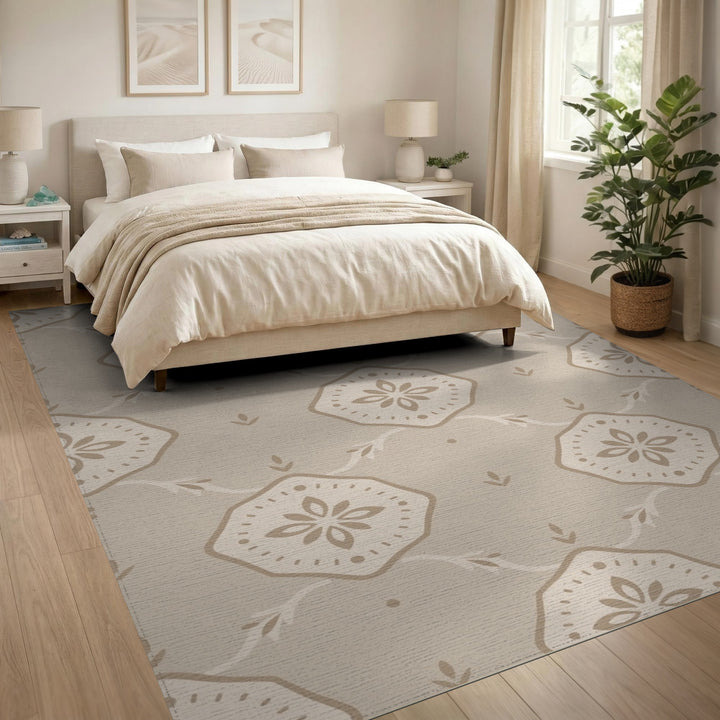 Neutral Beige Medallion Floral Rug