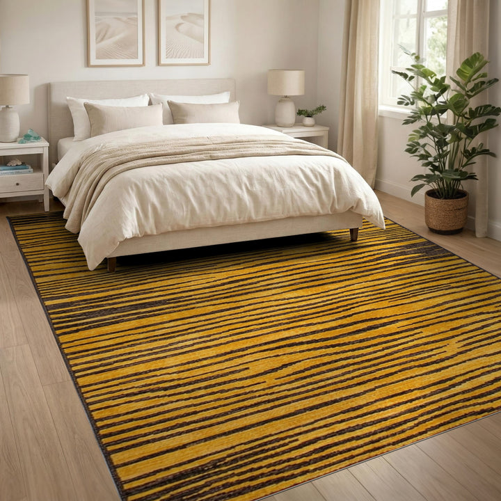 Yellow Wave Stripe Area Rug