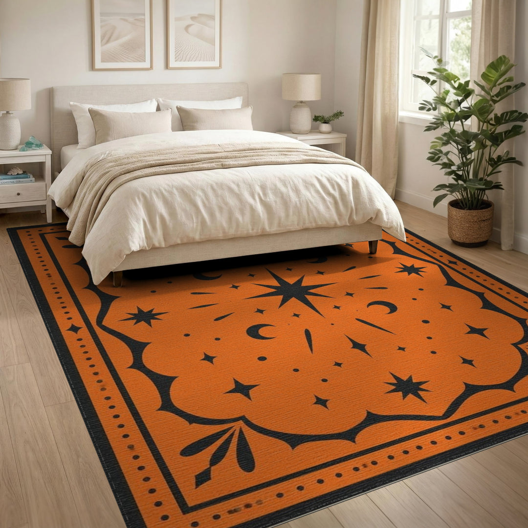 Orange Southwestern Celestial Area Rug