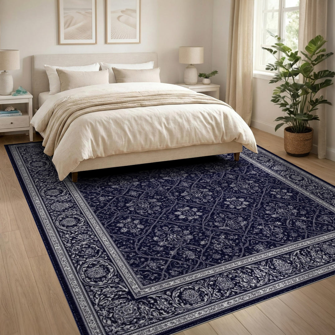 Navy Blue Traditional Persian Area Rug