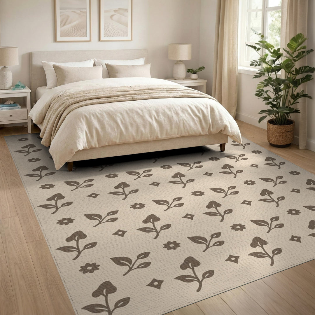 Brown Floral Vintage Area Rug