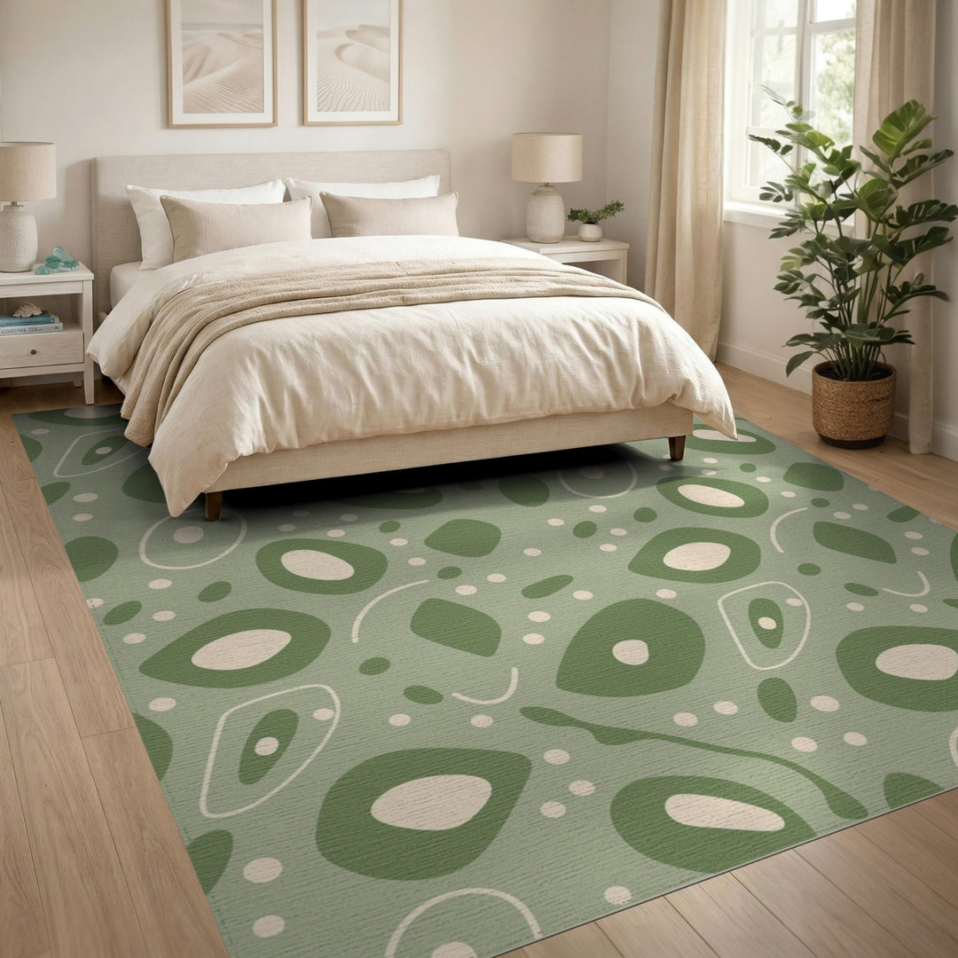 Green Sage Green Organic Abstract Area Rug