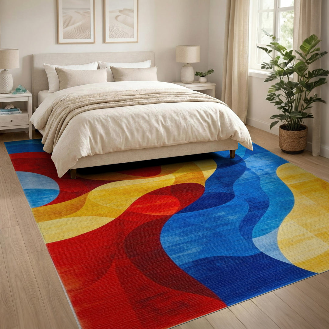 Vivid Wavy Abstract Multi-Color Area Rug