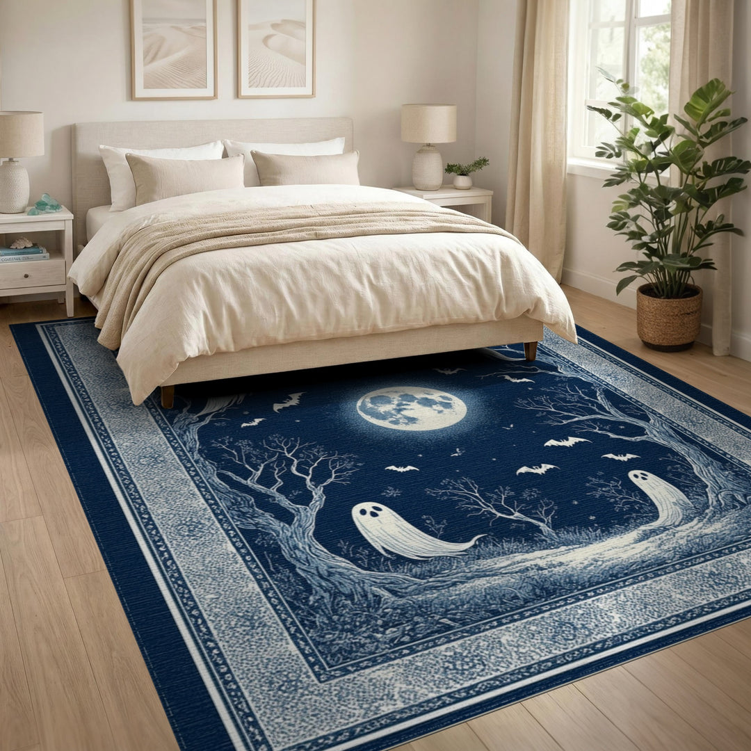 Ghostly Moonlight Blue Area Rug