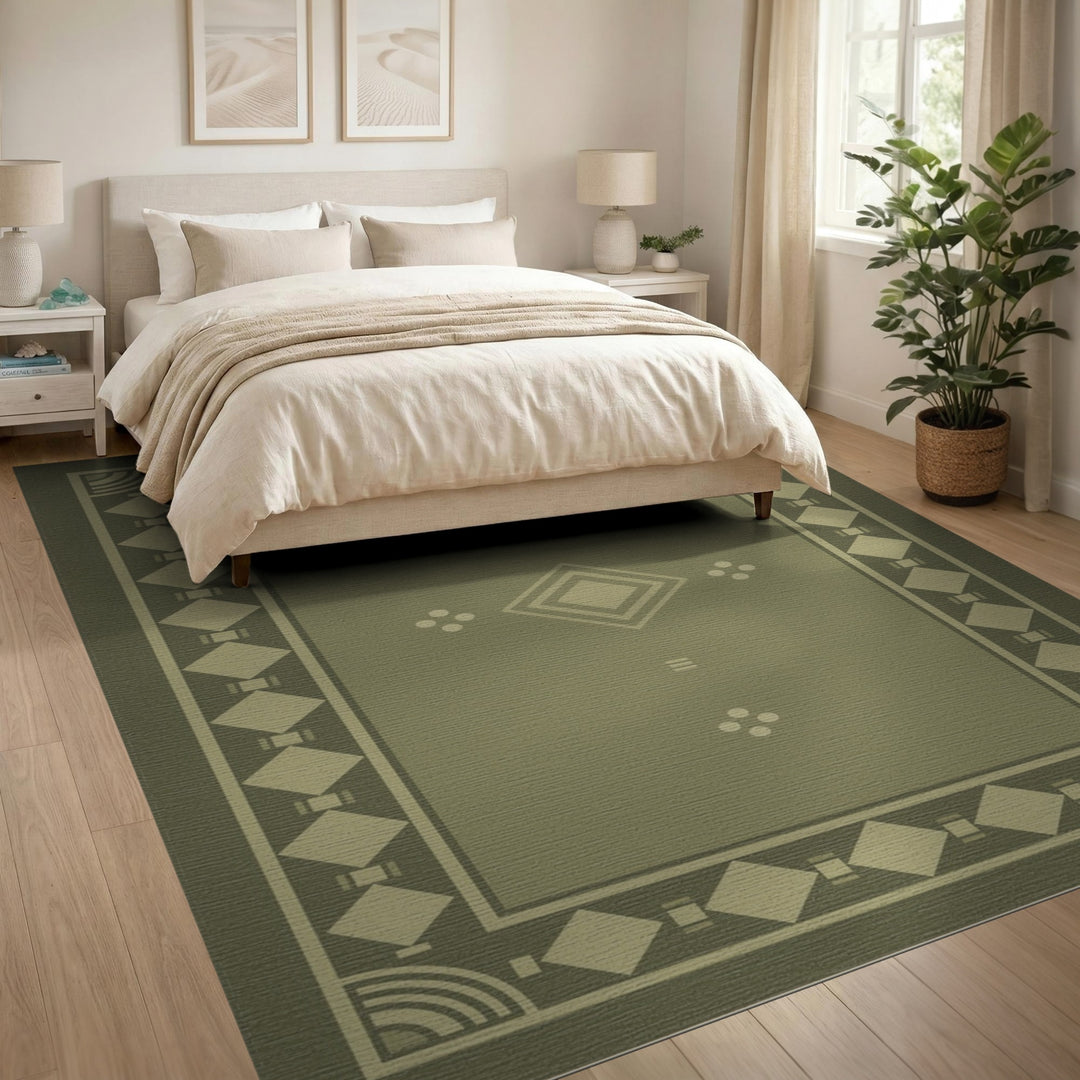 Diamond Green Geometric Diamond Area Rug