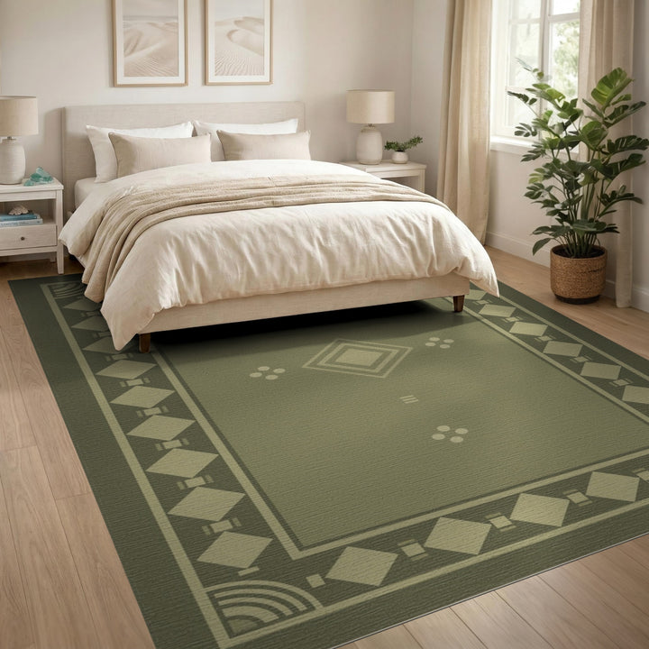Diamond Green Geometric Diamond Area Rug