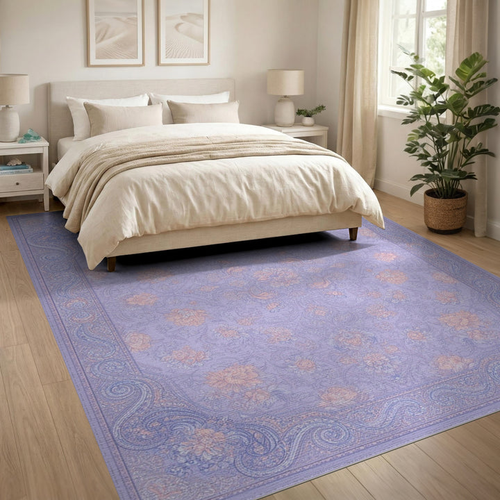 Purple Floral Vintage Area Rug