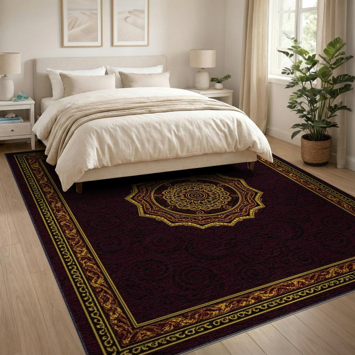 Red Gold Traditional Persian Medallion Area Rug