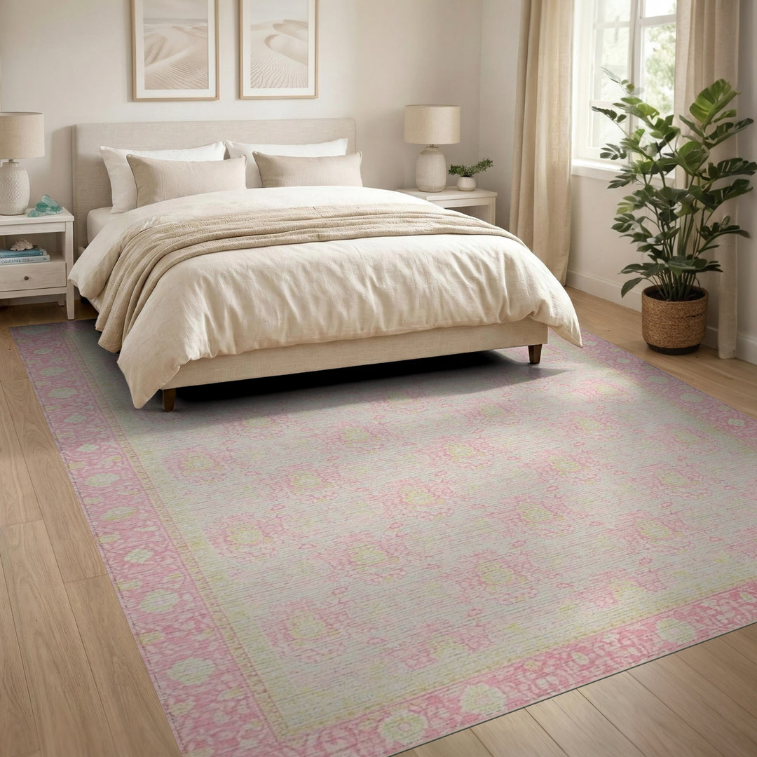 Blush Pink Floral Vintage Area Rug