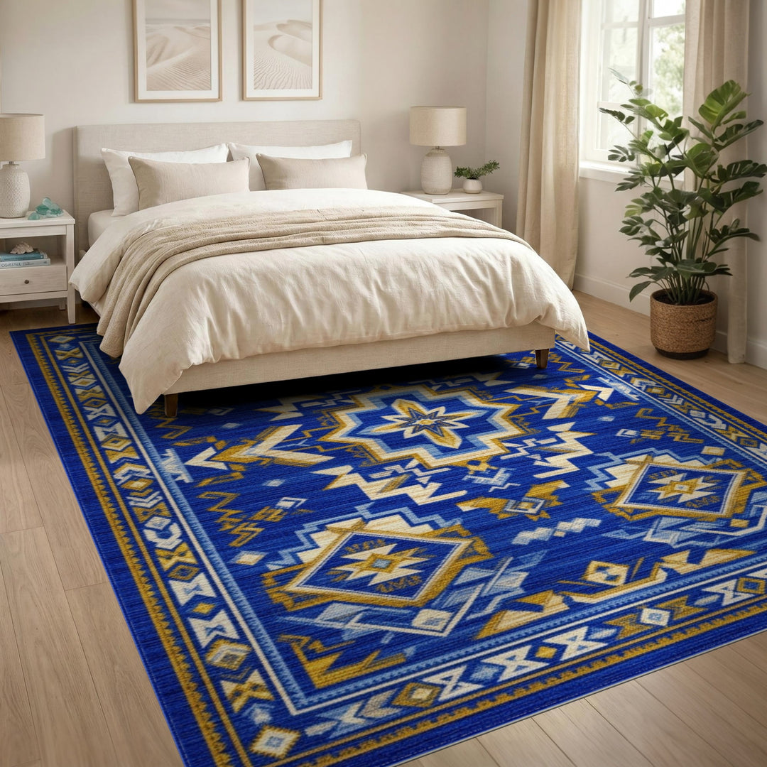 Geometric Blue Southwestern Geometric Area Rug
