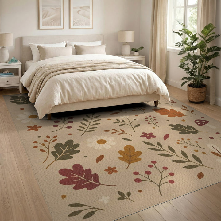 Autumn Oak Leaf Floral Area Rug