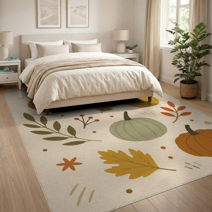 Fall Pumpkin Harvest Washable Area Rug