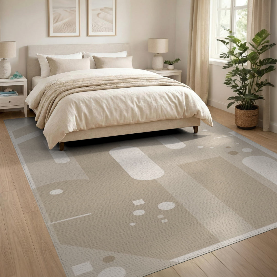 Beige Geometric Modern Area Rug
