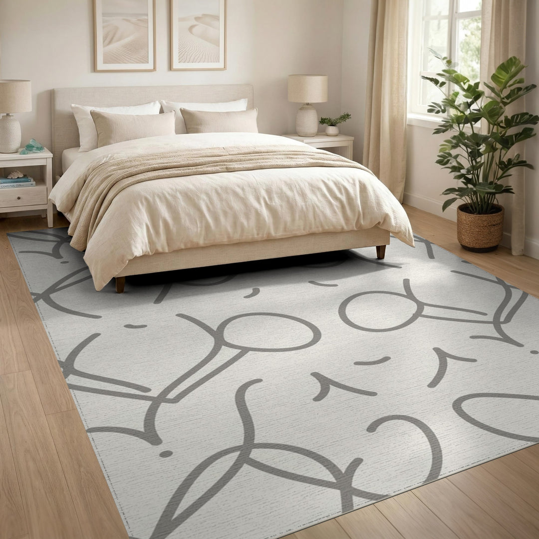 Grey Abstract Loop Area Rug