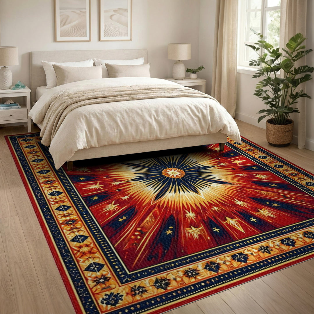 ODIKA Radiant Red Starburst Area Rug