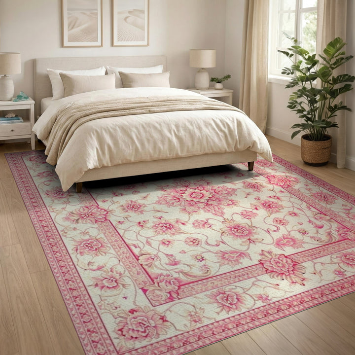 Pink Floral Vintage Area Rug