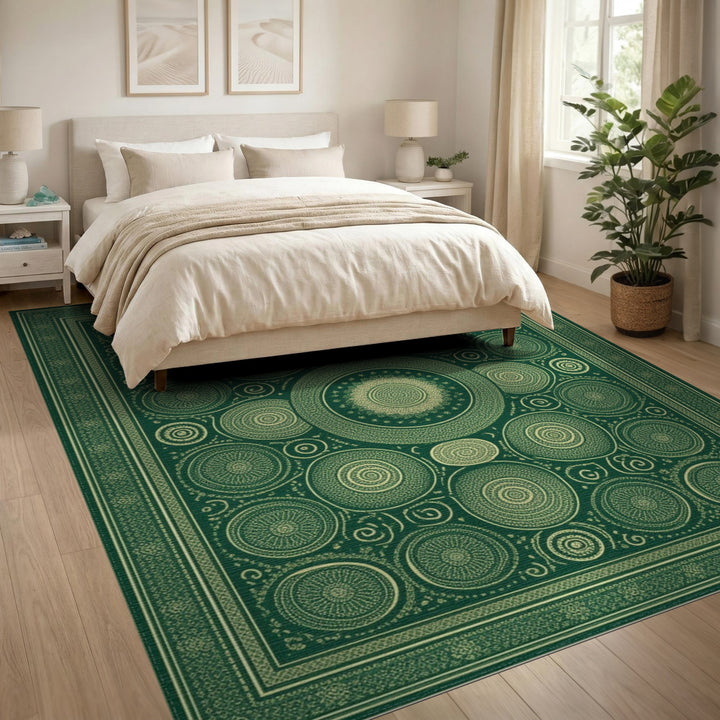 Geometric Modern Green Geometric Circle Area Rug