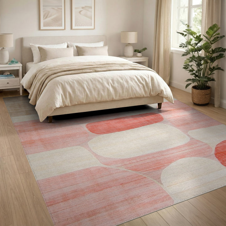 Blush Pink Abstract Pink Area Rug