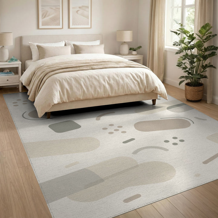 Beige Neutral Abstract Area Rug