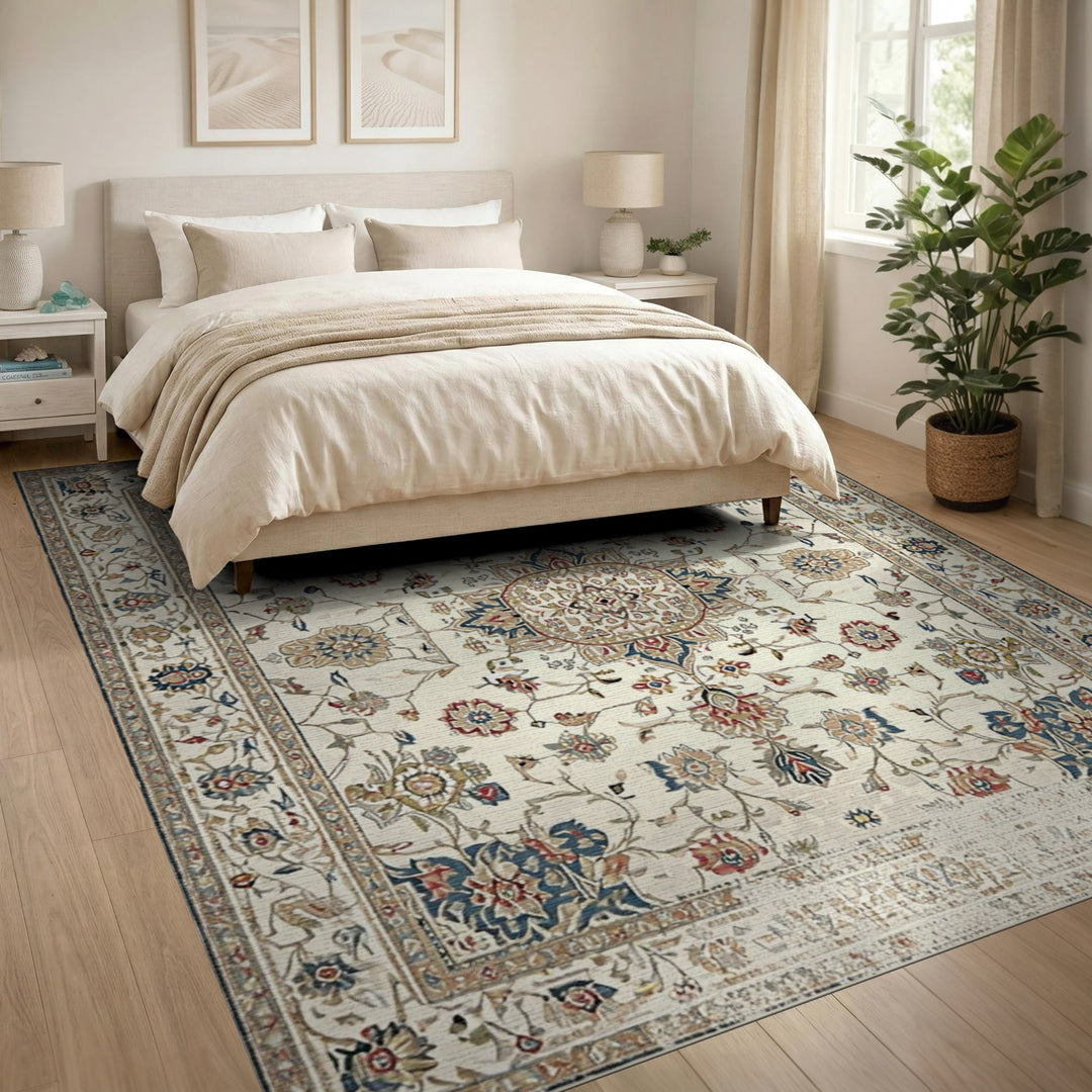 Traditional Persian Beige Floral Area Rug