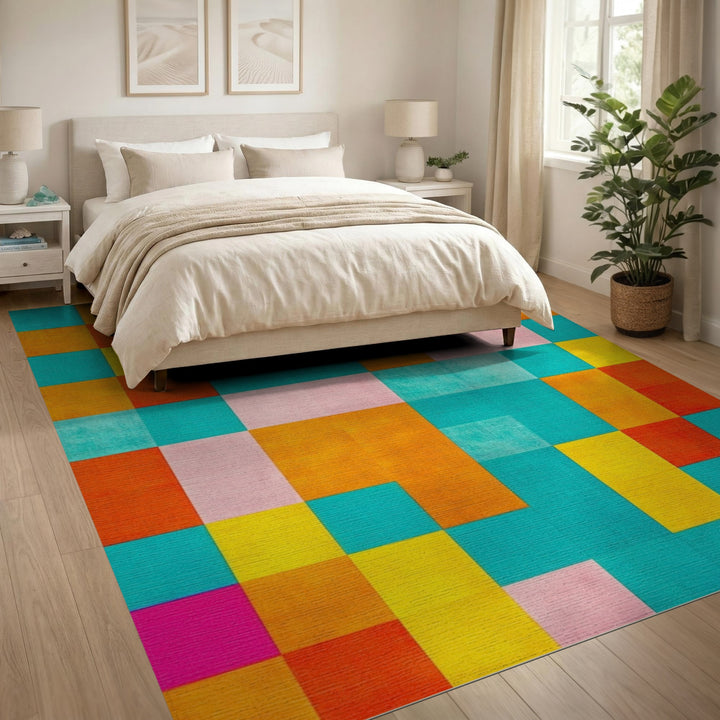 Vibrant Geometric Multi-Color Area Rug