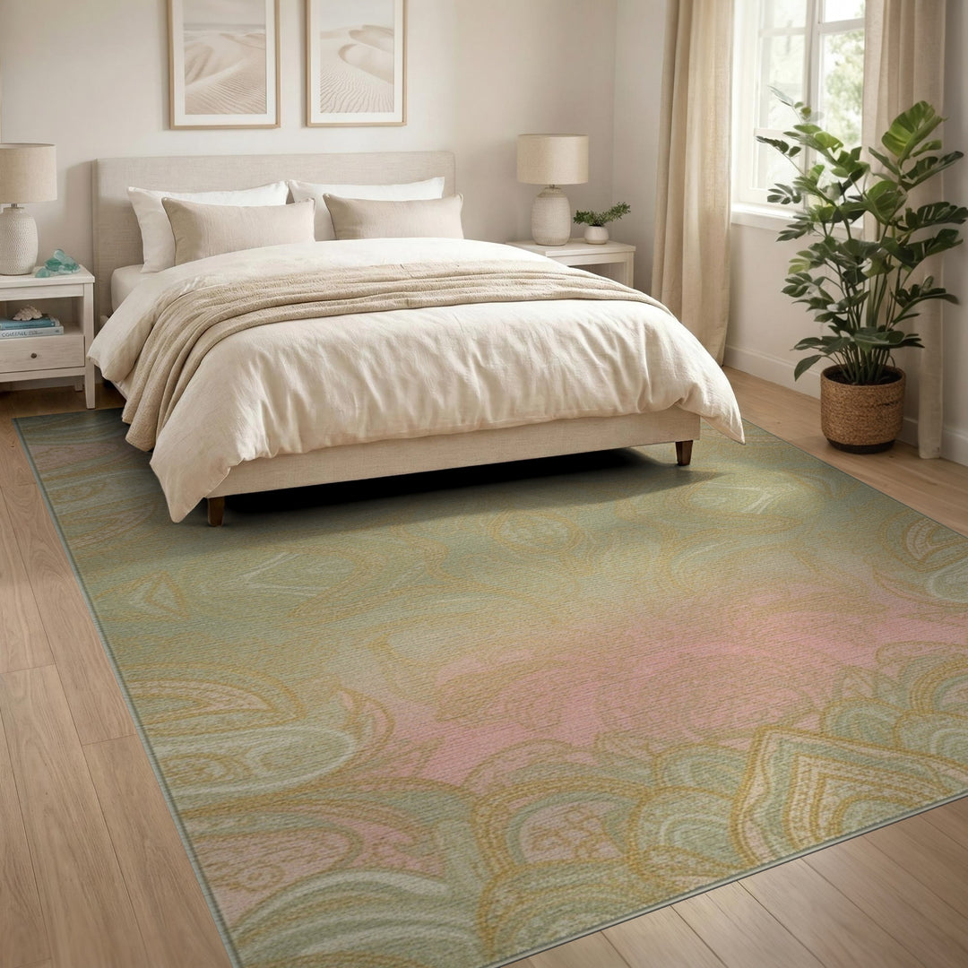Pink Floral Paisley Vintage Area Rug