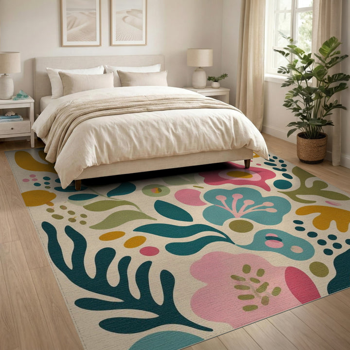 Abstract Area Vibrant Multi-Color Abstract Floral Area Rug