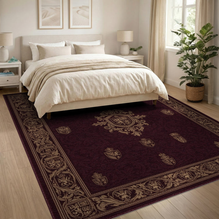 Royal Crest Burgundy Area Rug