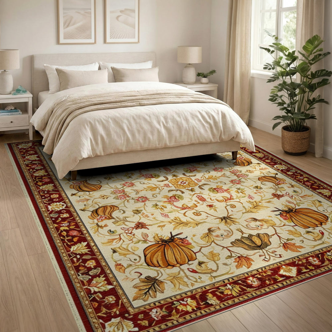 Multi-color and Patterns Autumn Pumpkin Floral Area Rug