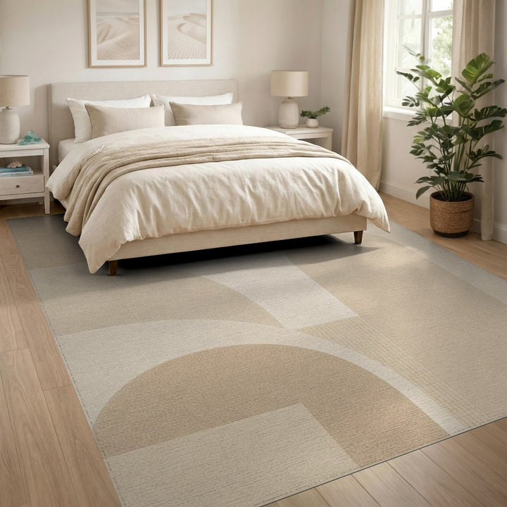 Beige Geometric Modern Area Rug