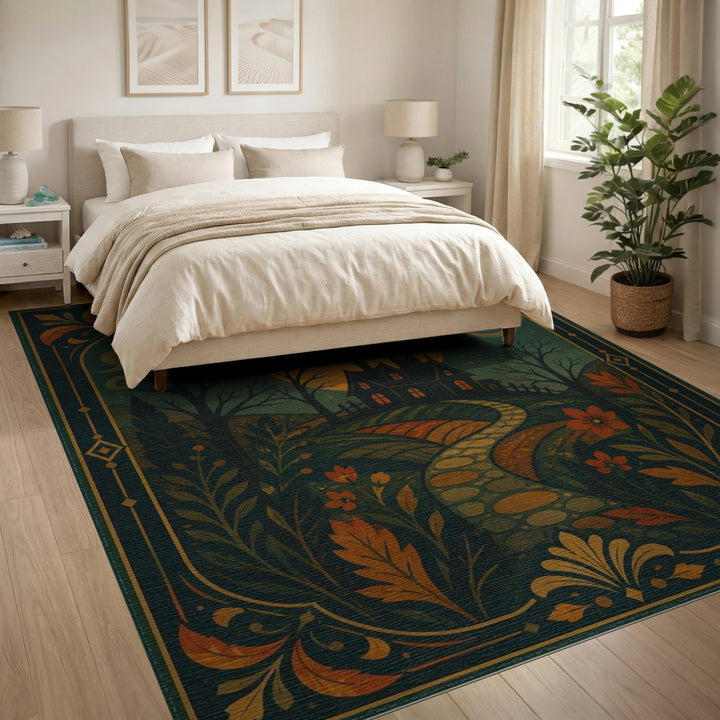 Moonlit Gothic Manor Vintage Rug